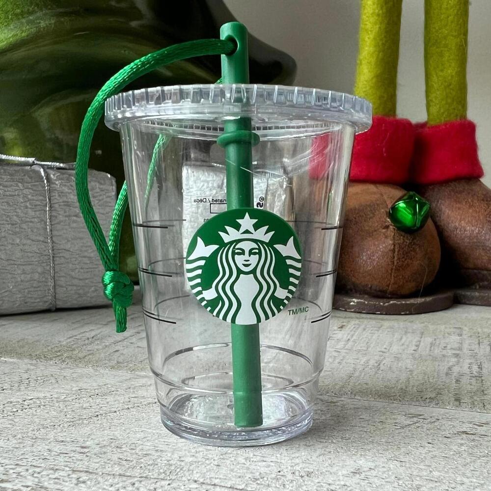 2014 Starbucks Cold Cup Ornament with Green Straw